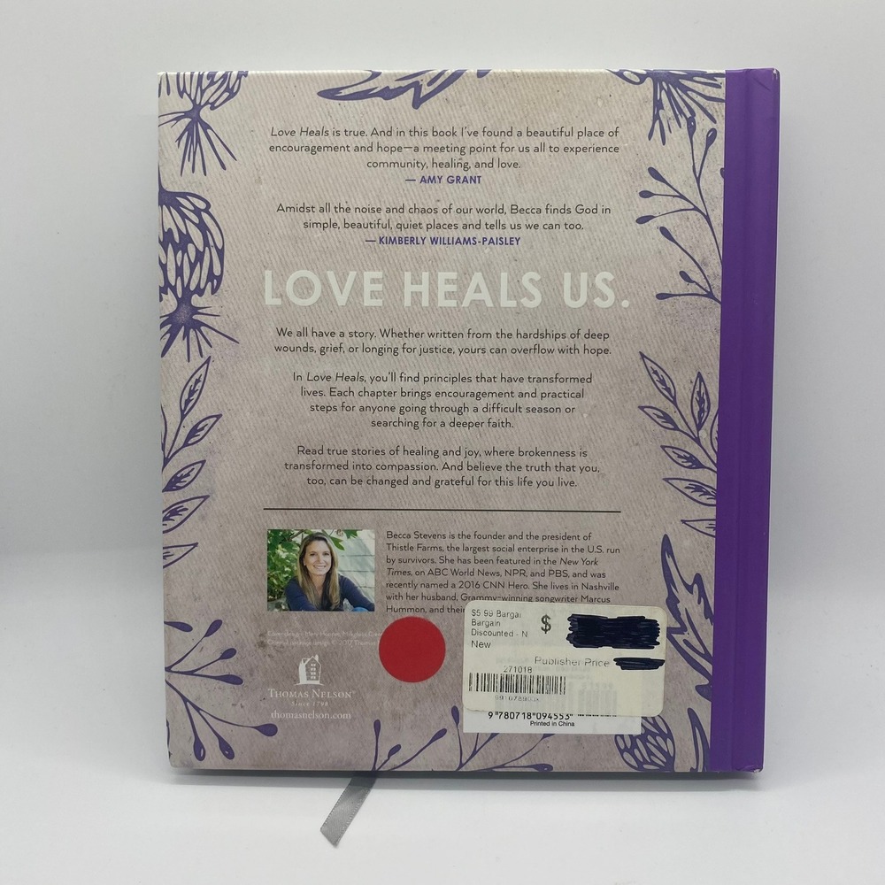Love Heals Hardcover Book Becca Stevens Purple Floral Thistle Farms Good - Picture 3 of 4